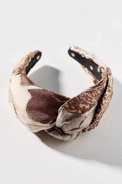 Lele Sadoughi Greta Floral Lace Headband In Brown