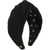 Lele Sadoughi Greta Knotted Floral Lace Headband In Jet