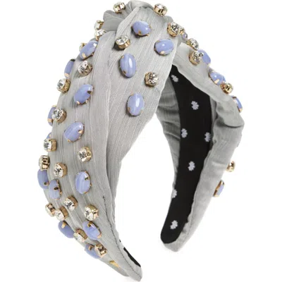 Lele Sadoughi Greta Knotted Headband In Blue Lace Agate