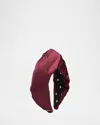 Lele Sadoughi Greta Knotted Satin Headband In Burgundy