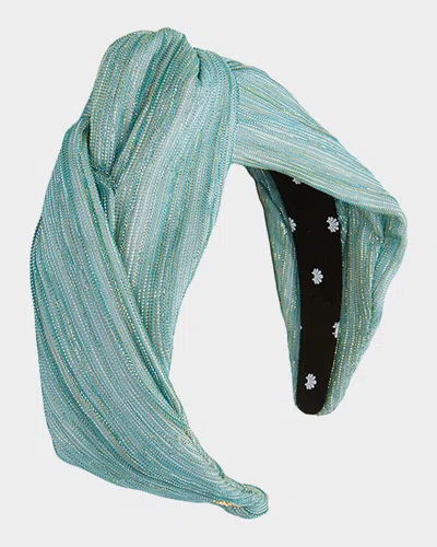 Lele Sadoughi Greta Shimmer Knotted Headband In Brown