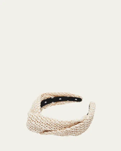 Lele Sadoughi Greta Twisted Raffia Headband In White Wash