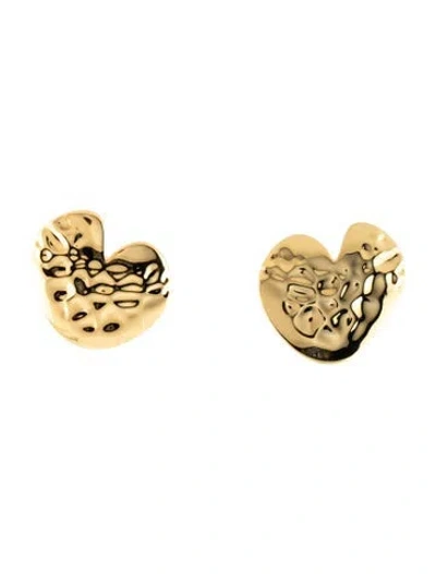 Pre-owned Lele Sadoughi Hammered Heart Stud Earrings In Multicolor