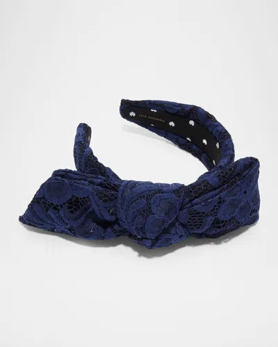 Lele Sadoughi Holly Brocade Floral Knotted Headband In Blue