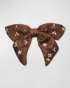 Lele Sadoughi Honeybee Embellished Bow Barrette In Rootbeer