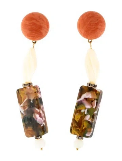 Pre-owned Lele Sadoughi Howlite Drop Earrings In Orange