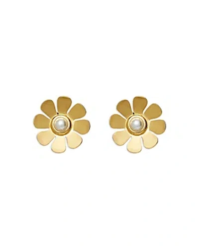 Lele Sadoughi Imitation Pearl Daisy Button Earrings In 14k Gold Plated