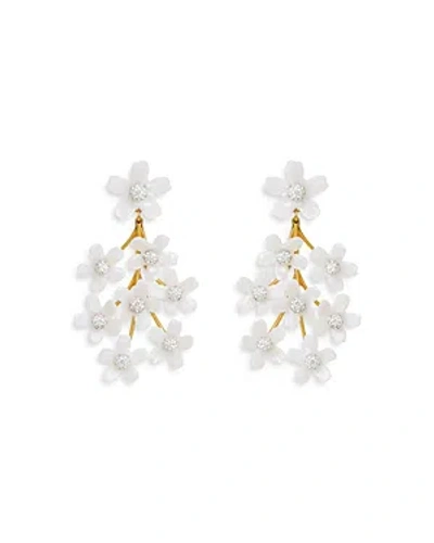 Lele Sadoughi Imitation Pearl Garden Bouquet Chandelier Statement Earrings In White