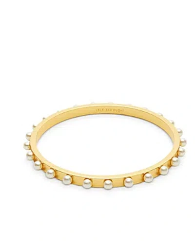Lele Sadoughi Imitation Pearl Track Bangle Bracelet In 14k Gold Plated