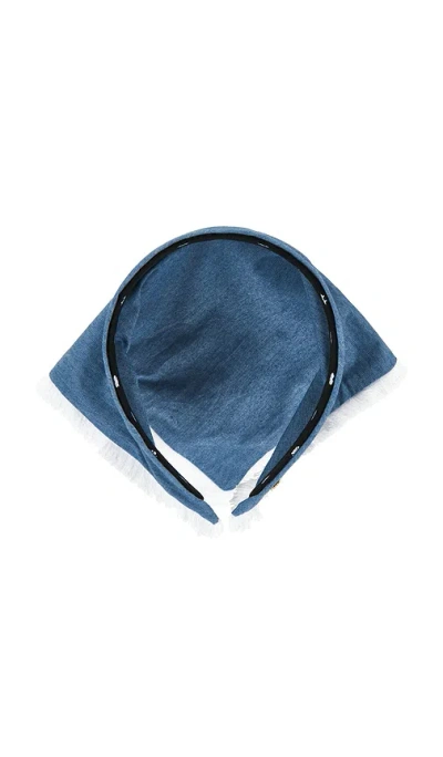 Lele Sadoughi Jackie Chambray Handkerchief Headband In Blue