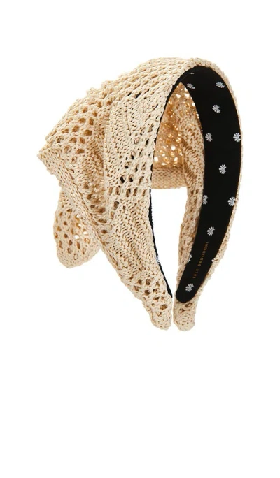 Lele Sadoughi Jackie Crochet Raffia Handkerchief Headband In Neutral