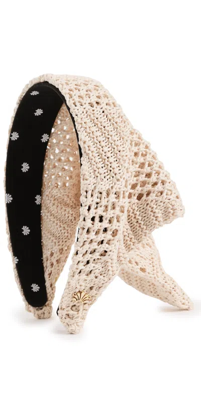 Lele Sadoughi Jackie Crochet Raffia Hankerchief Headband Natural In Brown