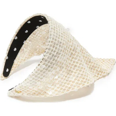 Lele Sadoughi Jackie Sequin Crochet Handkerchief In Neutral