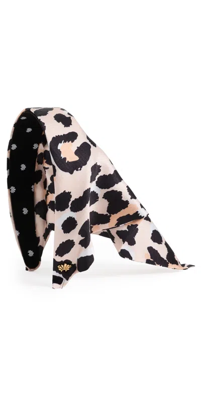 Lele Sadoughi Jackie Silky Hankerchief Headband Leopard In Brown