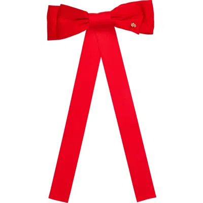 Lele Sadoughi Jane Satin Bow Barrette In Crimson