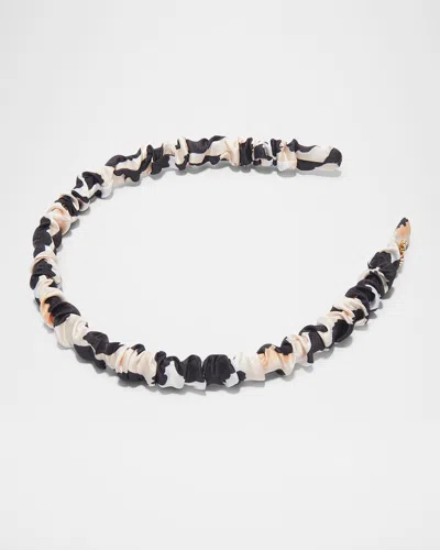 Lele Sadoughi Jessie Leopard-print Silk Headband In Black