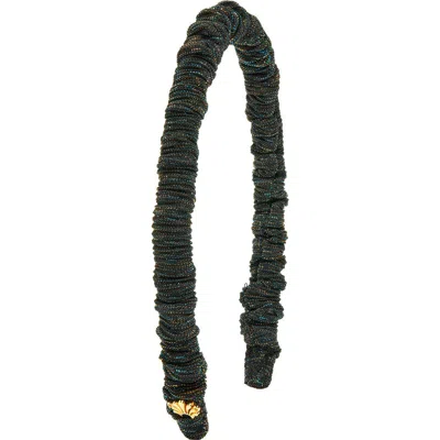 Lele Sadoughi Jessie Ruched Metallic Headband In Black