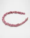 Lele Sadoughi Jessie Ruched Satin Skinny Headband In Rose 650