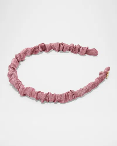 Lele Sadoughi Jessie Ruched Satin Skinny Headband In Rose 650