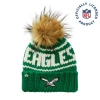 Lele Sadoughi Kelly Green Retro Eagles Beanie With Faux Fur Pom In Green