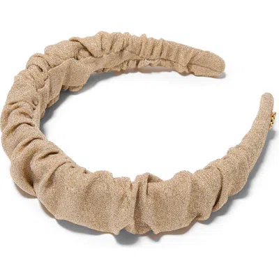 Lele Sadoughi Kelly Metallic Knit Ruched Headband In Orange