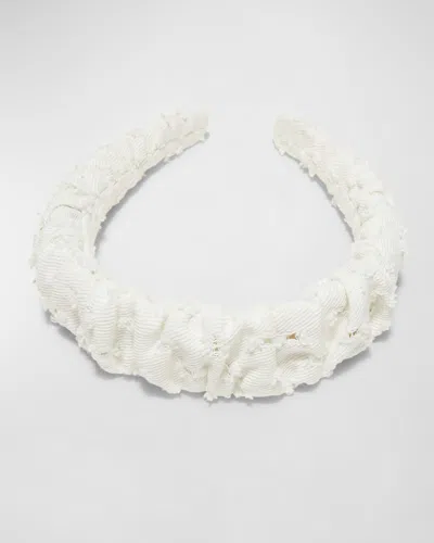 Lele Sadoughi Kelly Distressed Cotton Headband In Chalk