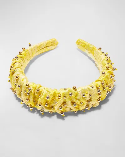 Lele Sadoughi Kelly Ruched Headband In Yellow