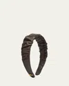 Lele Sadoughi Kelly Ruched Leather Headband In Brown