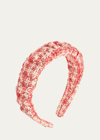 Lele Sadoughi Kelly Ruched Tweed Headband In Ladybug Red