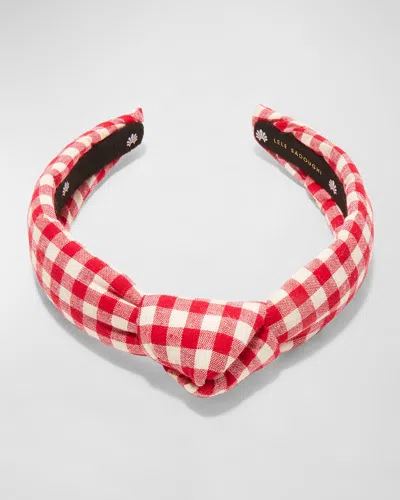 Lele Sadoughi Kids Gingham Knotted Headband In Red