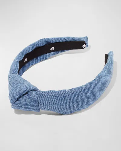 Lele Sadoughi Kids Knotted Denim Headband In Blue
