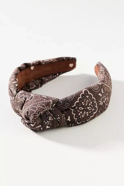 Lele Sadoughi Knotted Bandana Headband In Brown