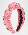 Lele Sadoughi Knotted Crystal Cluster Silk Headband In Rose 650
