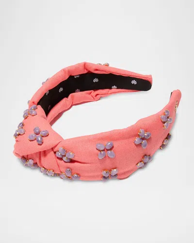 Lele Sadoughi Knotted Embellished Stone Headband In Pink