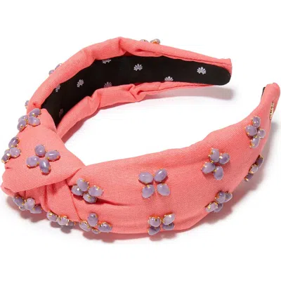 Lele Sadoughi Knotted Embellished Stone Headband In Orange