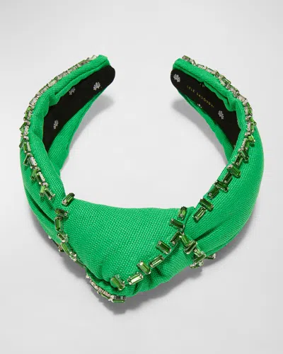 Lele Sadoughi Knotted Embellished-trim Headband In Green