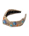 Lele Sadoughi Knotted Embroidered Evil Eye Headband In Brown