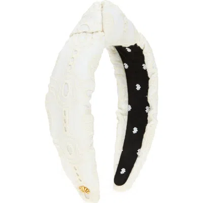 Lele Sadoughi Knotted Eyelet Headband In White
