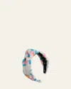 Lele Sadoughi Knotted Floral Bouquet Embroidered Headband In Pink