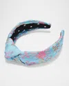 Lele Sadoughi Knotted Floral Brocade Headband In Capri Shadow 400