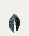 Lele Sadoughi Knotted Floral Jacquard Headband In Blue