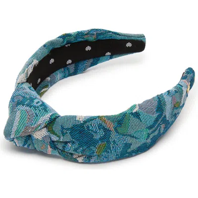 Lele Sadoughi Knotted Floral Jacquard Headband In Blue