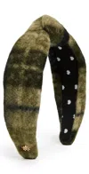 Lele Sadoughi Knotted Harvest Plaid Headband Olive Green In Green