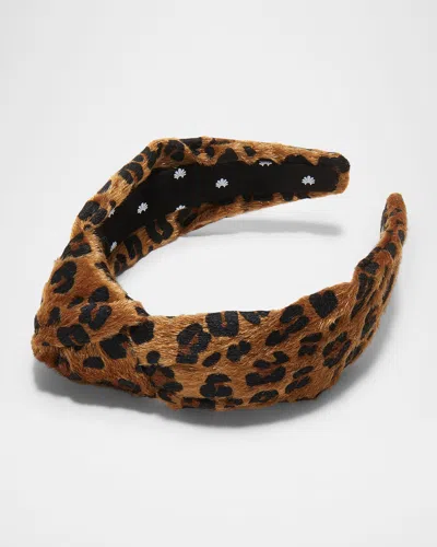 Lele Sadoughi Knotted Leopard-print Faux Ponyhair Headband In Animal Print