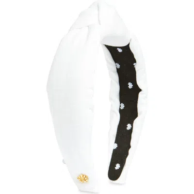 Lele Sadoughi Knotted Linen Headband In White