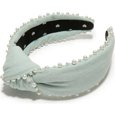 Lele Sadoughi Knotted Pearl Edge Headband In Gray