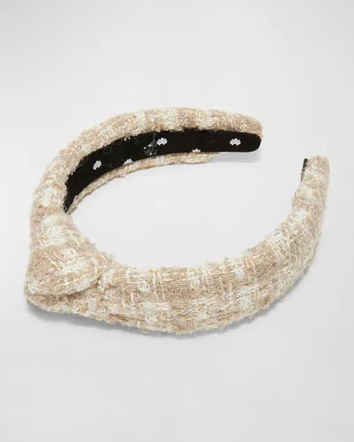 Lele Sadoughi Knotted Slim Tweed Headband In Neutral