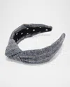 Lele Sadoughi Knotted Tweed Headband In Charcoal Twill 020
