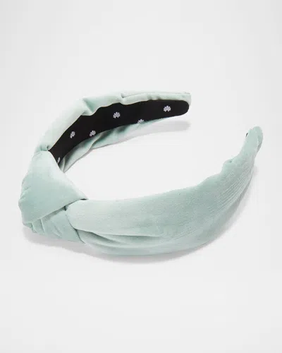 Lele Sadoughi Knotted Velvet Headband In Blue