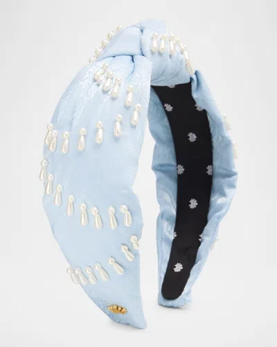Lele Sadoughi Knotted Venus Embellished Headband In Blue